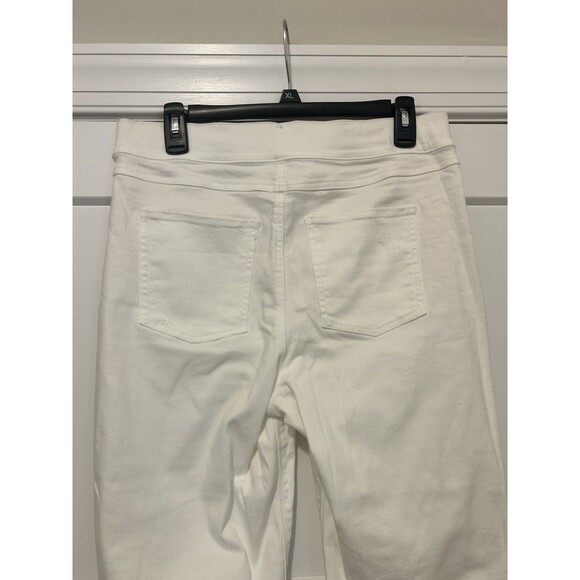 SPANX Size Large White Skinny Distressed Pull-on Jeans Shapewear Tummy Control - Picture 6 of 9